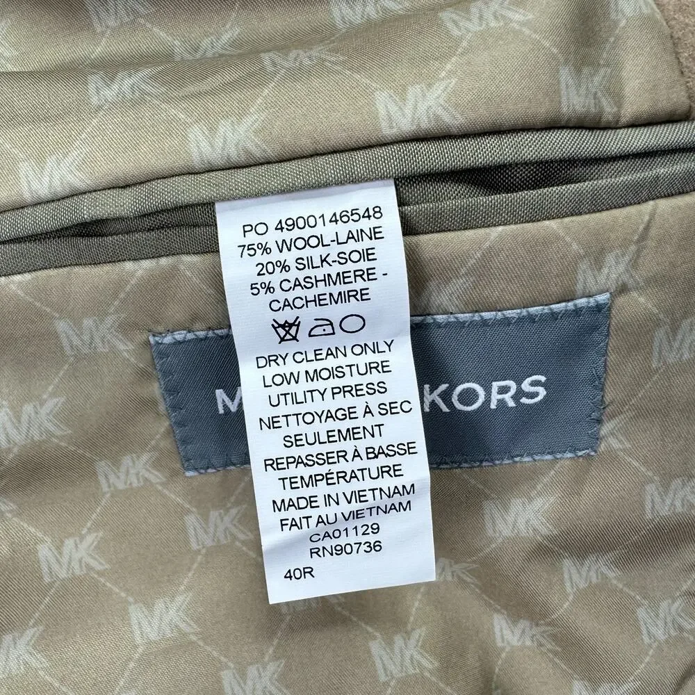 Michael Kors Mens Kipp Wool Cashmere Luxury Classic Fit Sport Coat Tan 40R